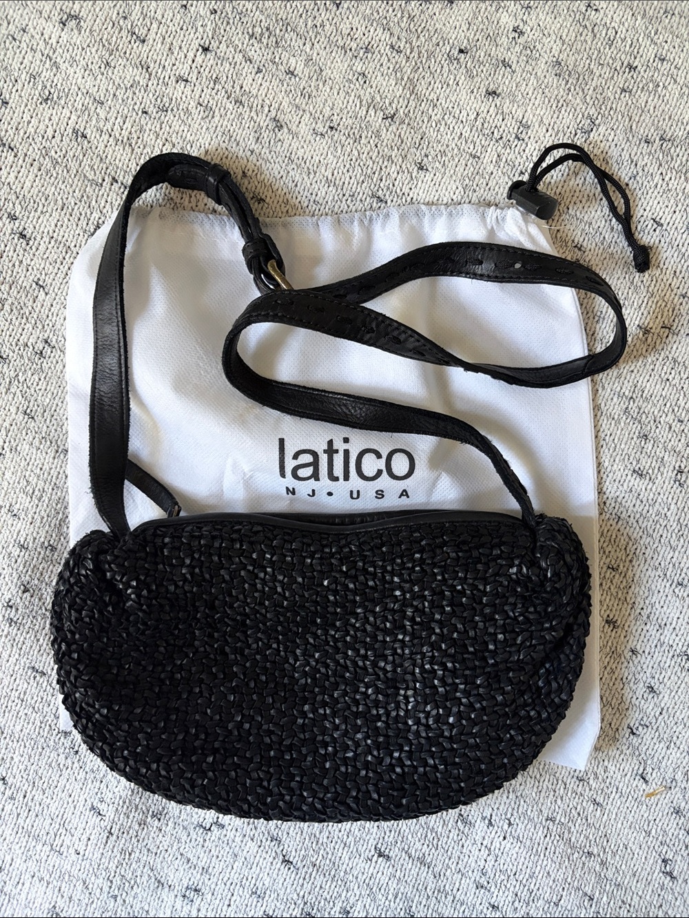 Latico Leathers • Shay Black Woven Full Grain Leather Baguette Bag